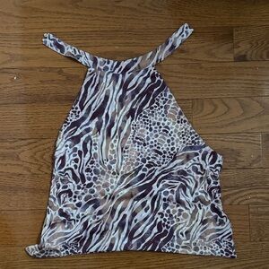 Satin animal print halter top